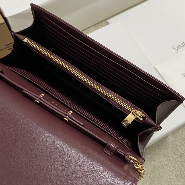 SAINT LAURENT WOC Classic Monogramme Flap Bag 360452 BURGUNDY