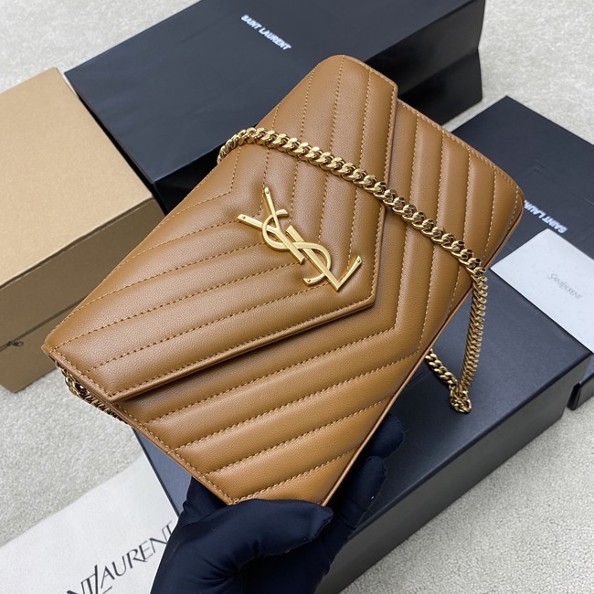 SAINT LAURENT WOC Classic Monogramme Flap Bag 360452 Camel