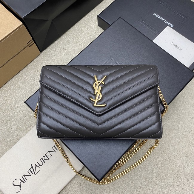 SAINT LAURENT WOC Classic Monogramme Flap Bag 360452 dark gray