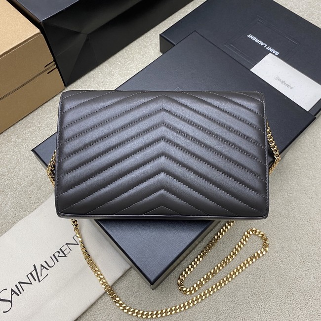 SAINT LAURENT WOC Classic Monogramme Flap Bag 360452 dark gray