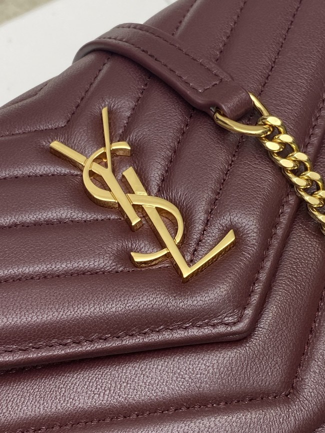 SAINT LAURENT WOC Classic Monogramme Flap Bag 441974 BURGUNDY