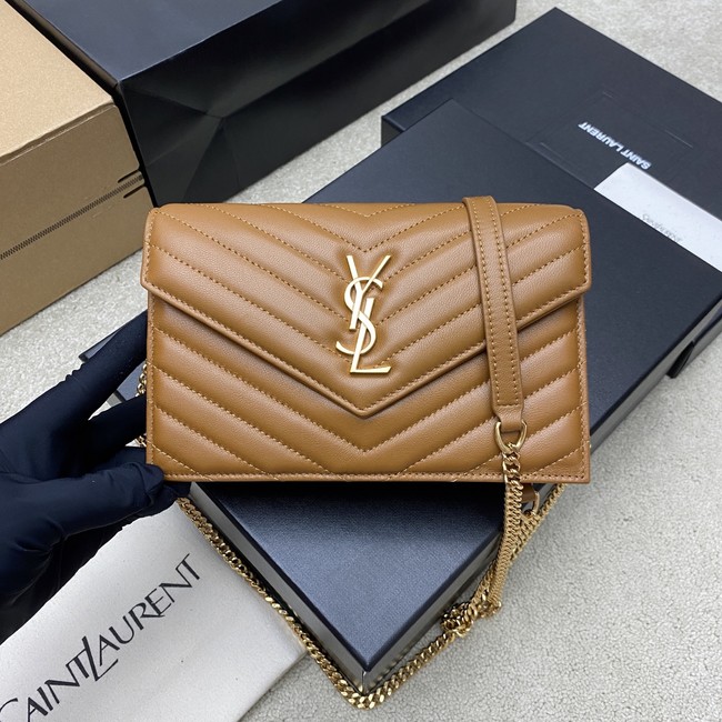 SAINT LAURENT WOC Classic Monogramme Flap Bag 441974 Camel