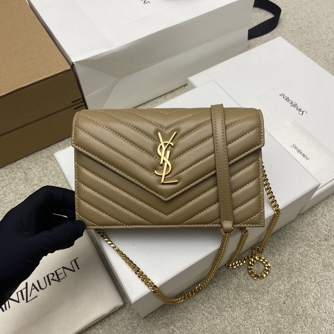 SAINT LAURENT WOC Classic Monogramme Flap Bag 441974 Khaki