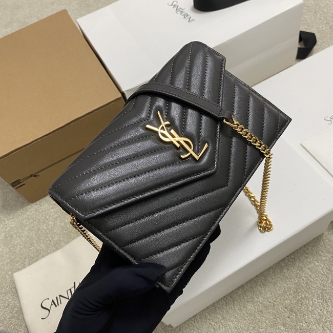 SAINT LAURENT WOC Classic Monogramme Flap Bag 441974 dark gray