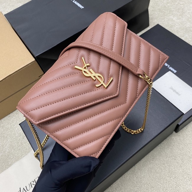 SAINT LAURENT WOC Classic Monogramme Flap Bag 441974 dark pink