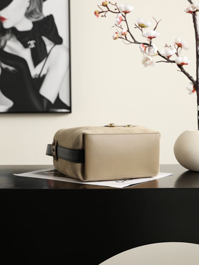 Chanel Suede Calfskin Bucket Bag AS6584 Dark Beige & Black Chanel Suede Calfskin Bucket Bag AS6584 Dark Beige & Black