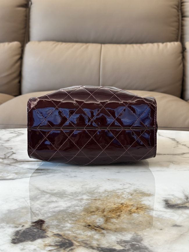 CHANEL 25 Mini Handbag patent leather AS5631 Burgundy