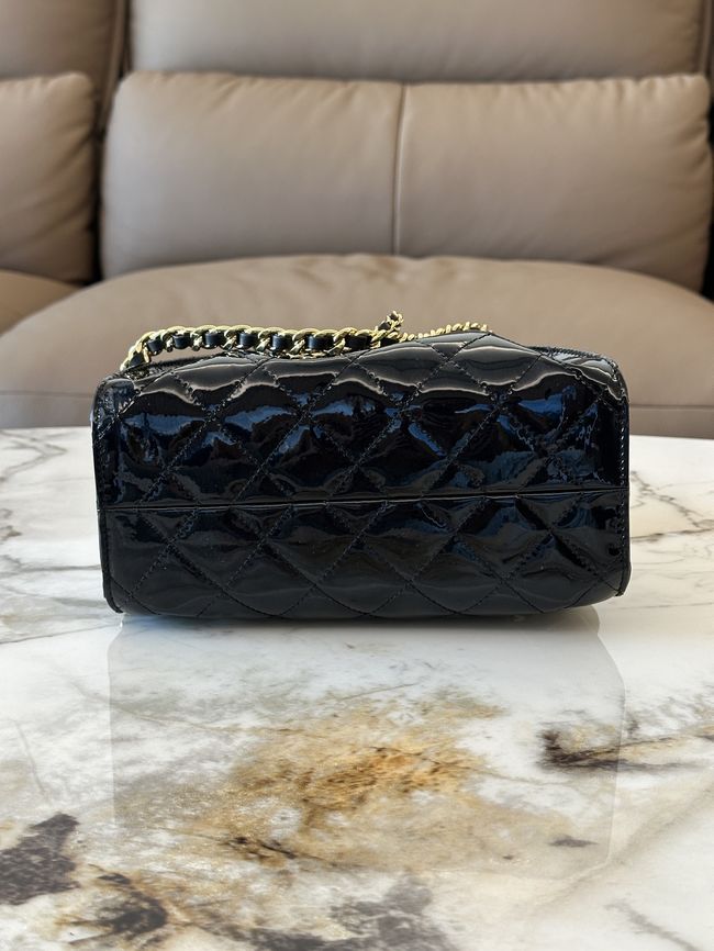 CHANEL 25 Mini Handbag patent leather AS5631 black