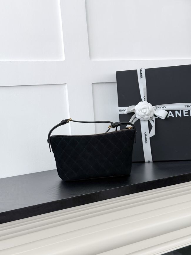 CHANEL Hobo Bag Suede AS5322 black