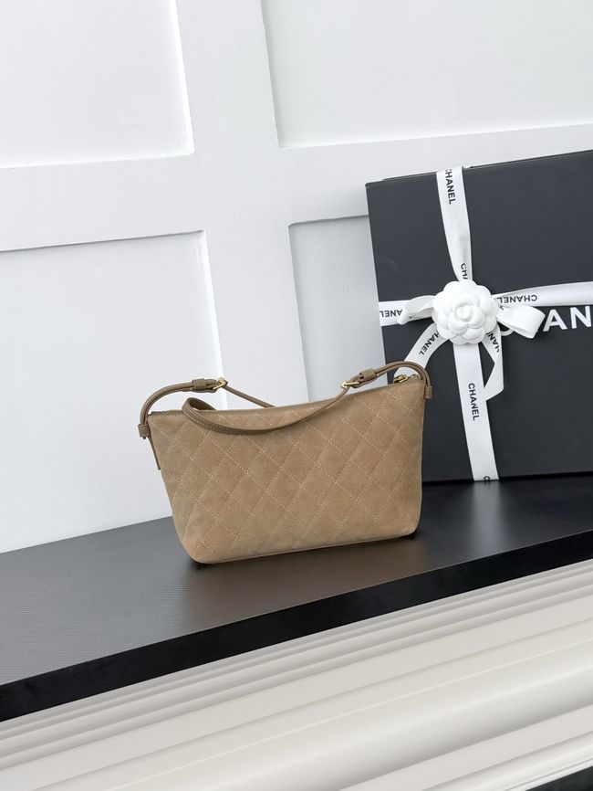 CHANEL Hobo Bag Suede AS5322 dark beige