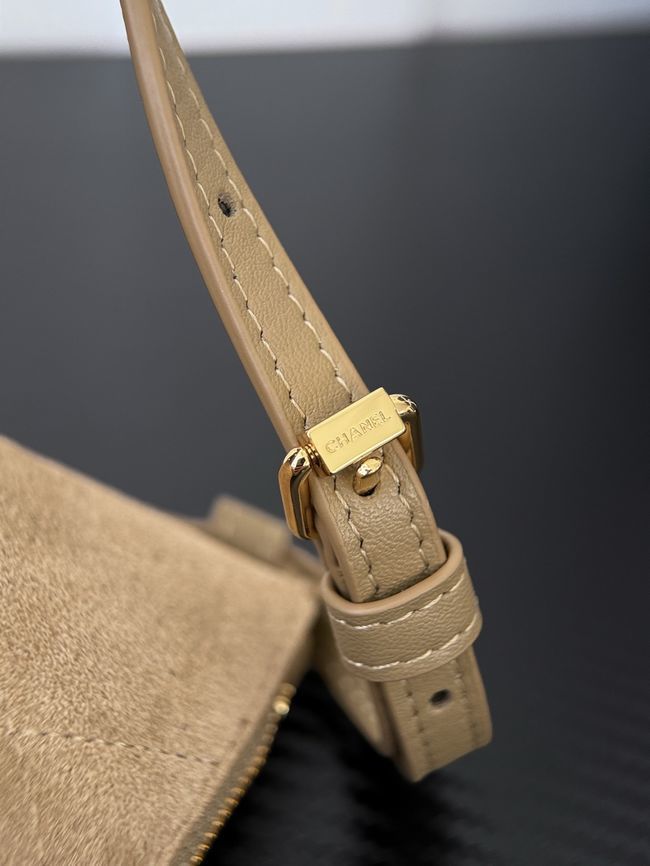 CHANEL Hobo Bag Suede AS5322 dark beige