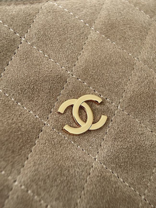 CHANEL Hobo Bag Suede AS5322 dark beige