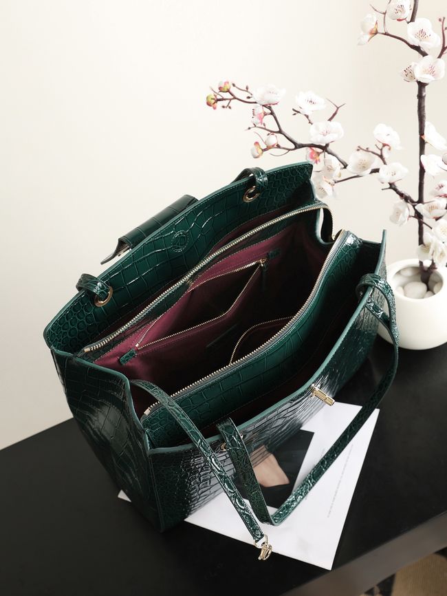 Chanel Shopping Bag Crocodile Embossed AS6242 dark green