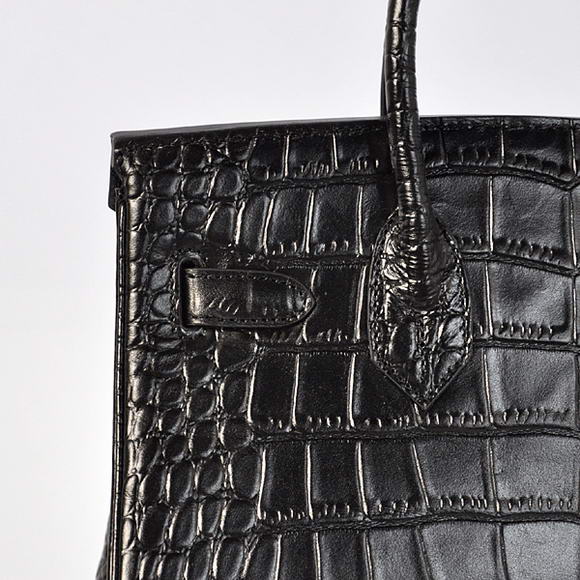 Hermes Birkin 30CM Tote Bags Black Crocodile Leather Gold