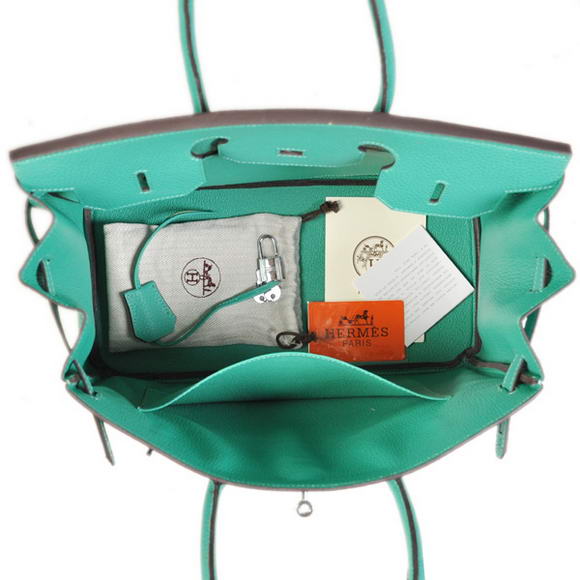 Hermes Birkin 35CM Tote Bags Togo Leather Green Silver