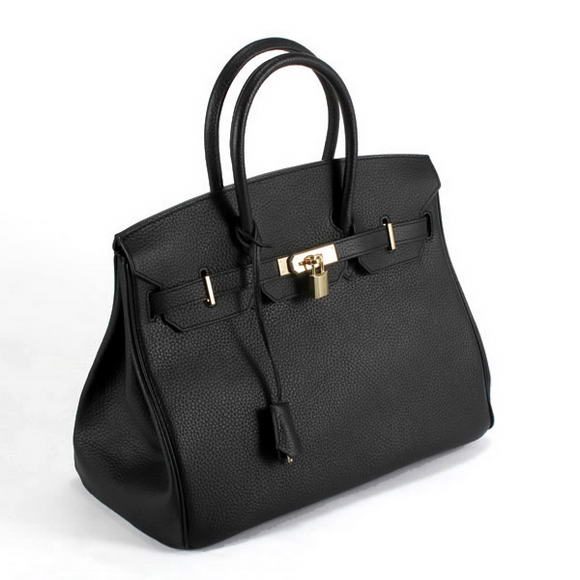 Hermes Birkin 35CM Togo Leather Handbag 6089 Black Golden