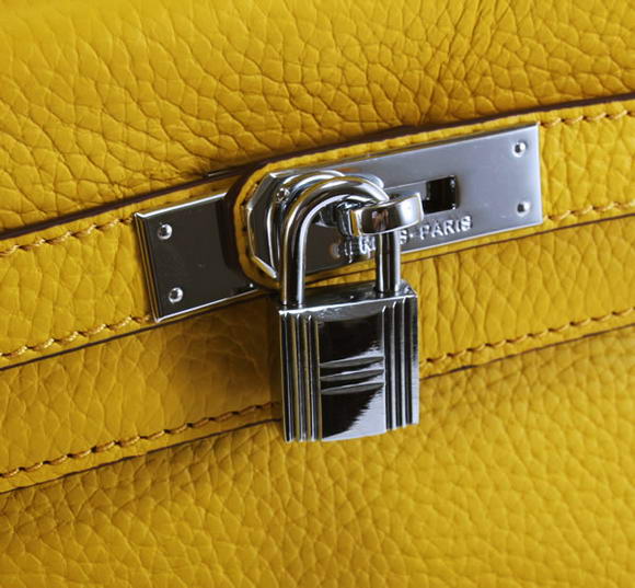 Hermes Kelly 32cm Togo Leather Handbags 6018 Yellow Silver