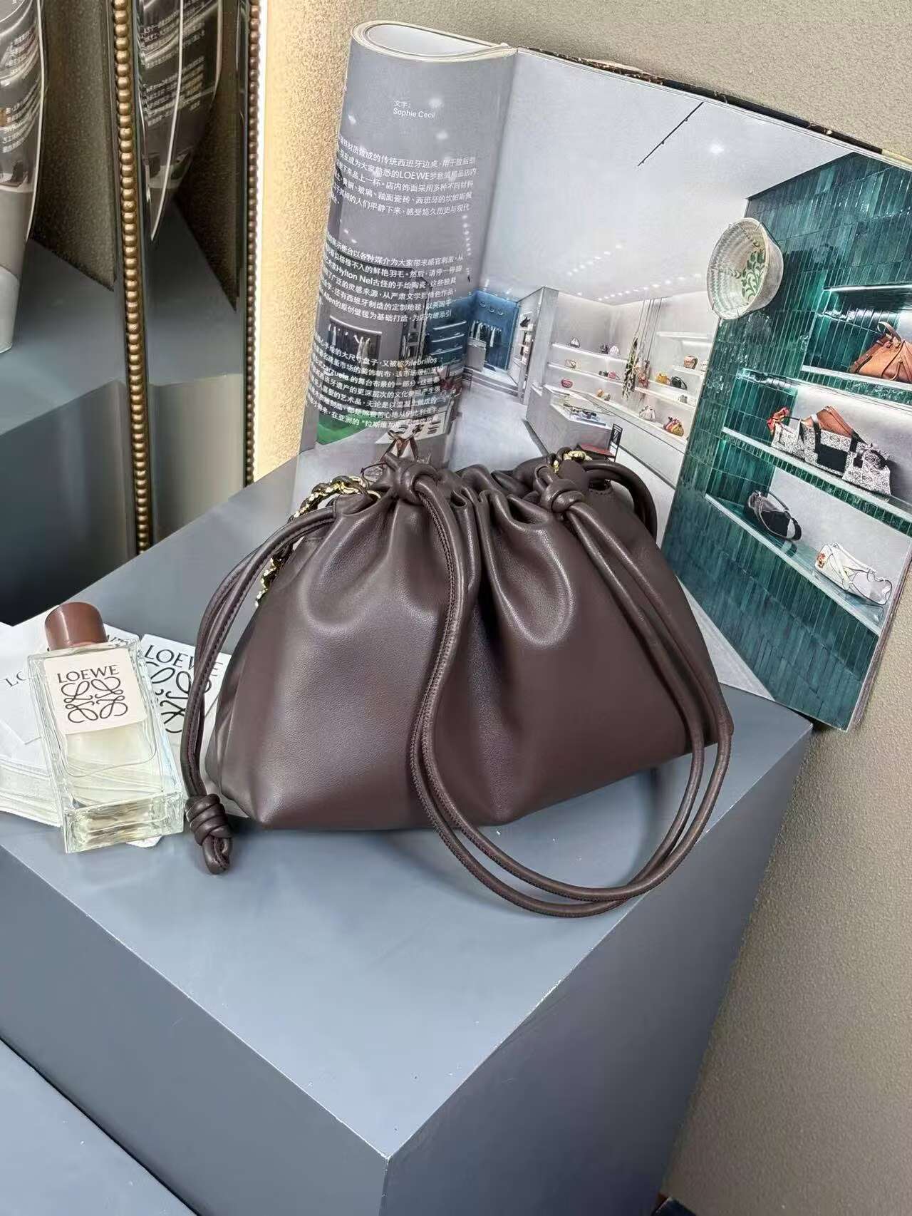 Loewe Napa Lamb Leather Flamenco Purse 80696 dark brown 