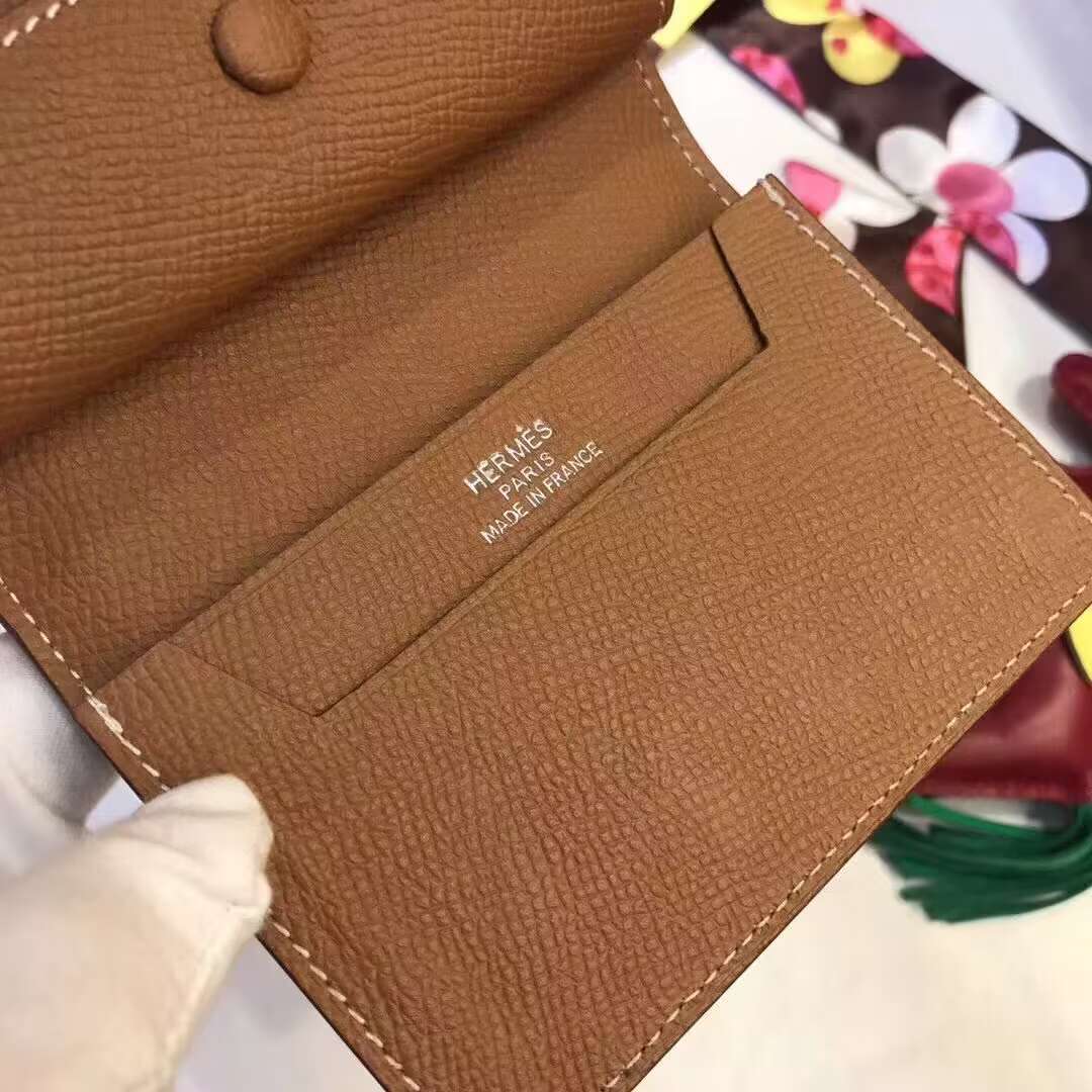 Hermes Bastia Epsom card case H2238 Brown