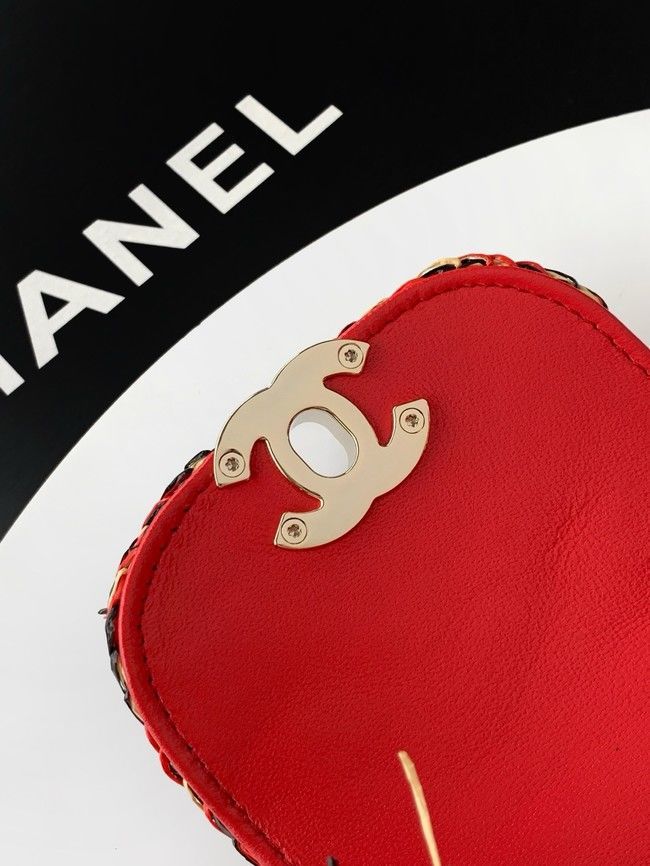 CHANEL Mini Shopping Bag Raffia-Effect Fabric AS4416 Multicolored