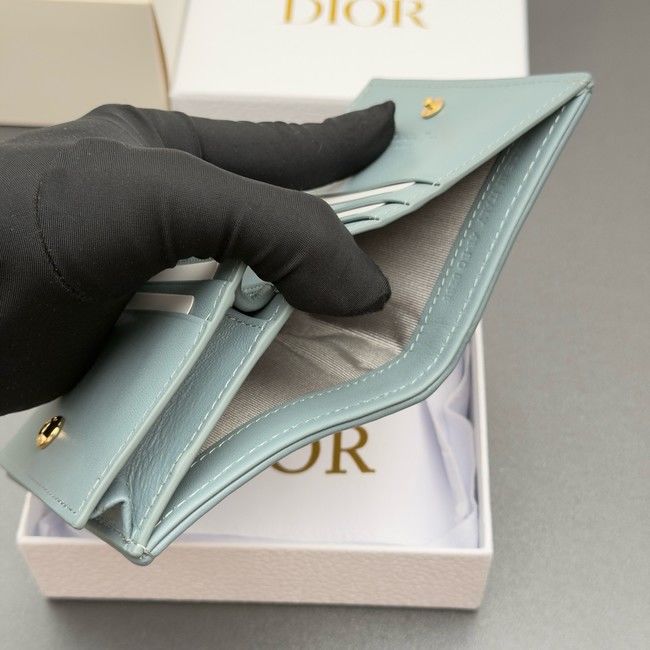 LADY DIOR LOTUS WALLET CANNAGE LAMBSKIN S0178 blue