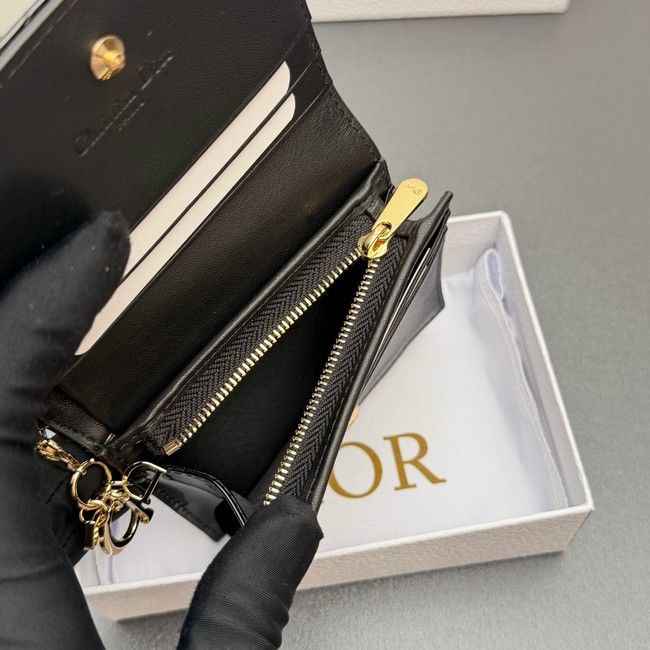 LADY DIOR LOTUS WALLET patent leather S0178 black LADY DIOR LOTUS WALLET patent leather S0178 black