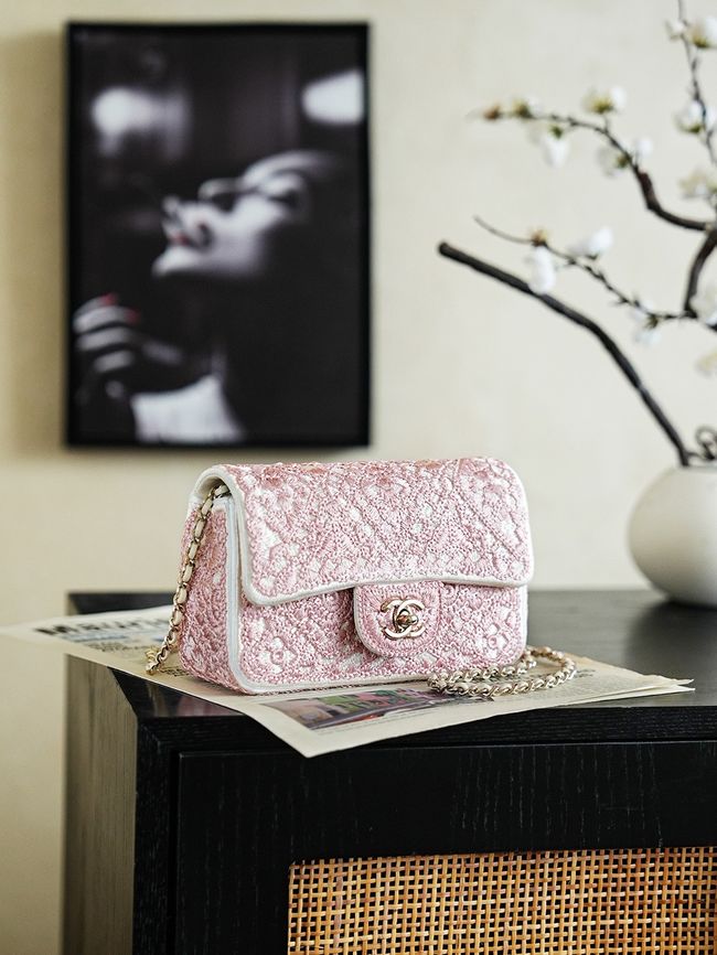 CHANEL Evening Bag embroidery AS4298-3 pink CHANEL Evening Bag embroidery AS4298-3 pink