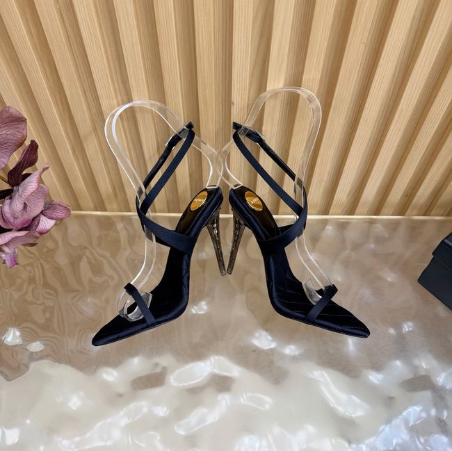Saint Laurent in satin crepe and rhinestones Heel 10CM 69014-5 Saint Laurent in satin crepe and rhinestones Heel 10CM 69014-5