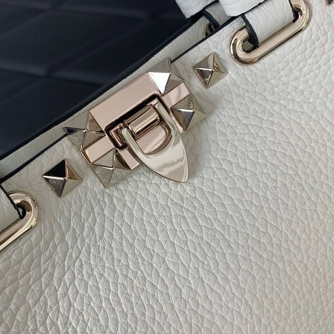 VALENTINO ROCKSTUD mini grained calfskin bag SHI16 Ivory