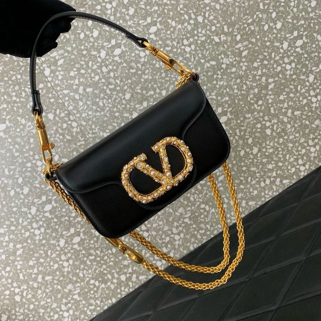 VALENTINO LOCO VLOGO SIGNATURE Small Leather bag WB0K53 BLACK