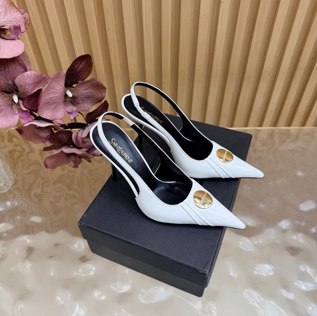 Saint Laurent LOUIS slingback pumps in patent leather and satin A001C-4 Saint Laurent LOUIS slingback pumps in patent leather and satin A001C-4