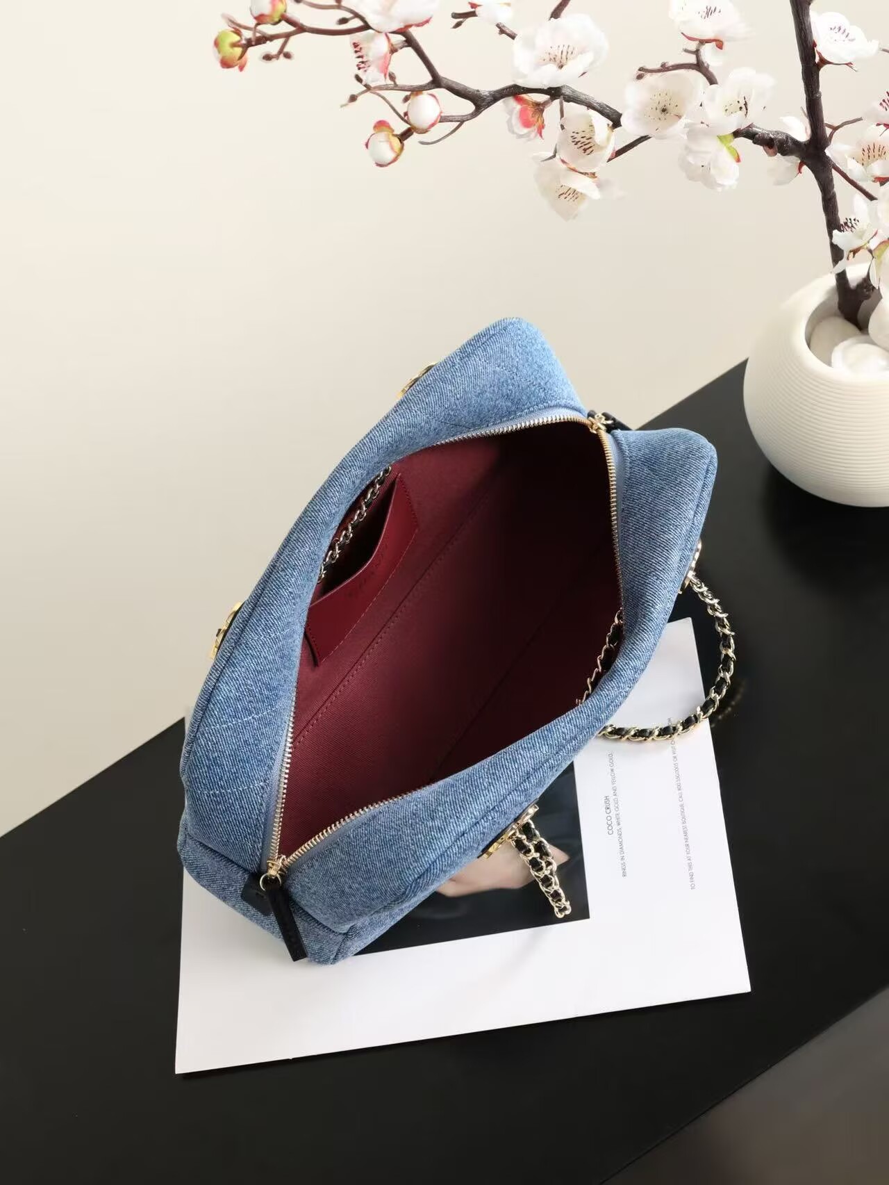 CHANEL Top Handle Shoulder Bag 6301 Denim Blue