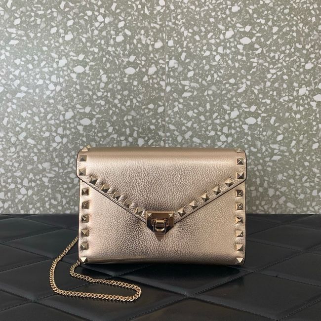 VALENTINO ROCKSTUD Small Calfskin Handbag VA088 Champagne