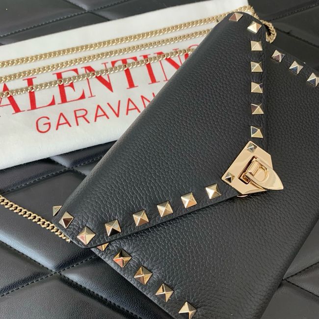 VALENTINO ROCKSTUD Small Calfskin Handbag VA088 black&gold VALENTINO ROCKSTUD Small Calfskin Handbag VA088 black&gold