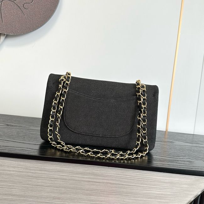 Chanel Classic 11.12 Handbag A01112 Embroidered Denim black