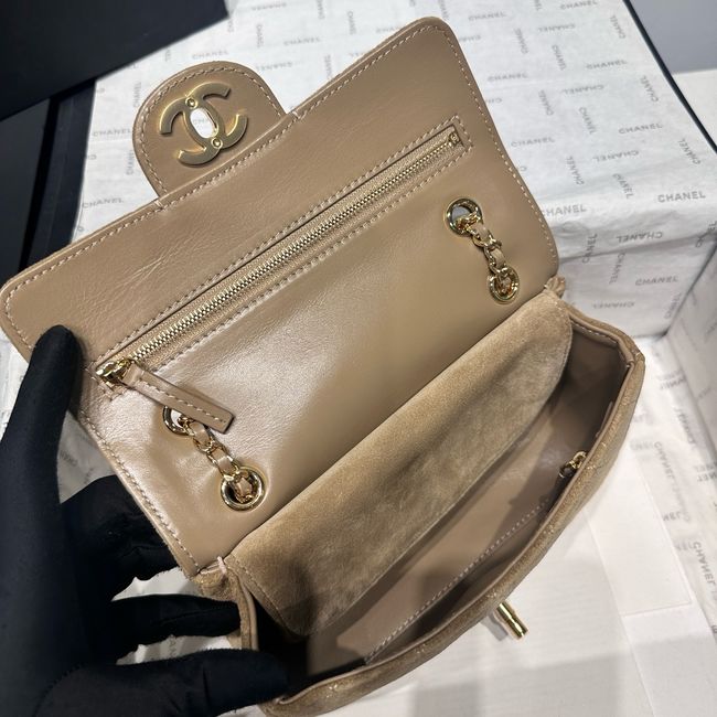 Chanel Suede Calfskin Shoulder Bag AS6627 Khaki