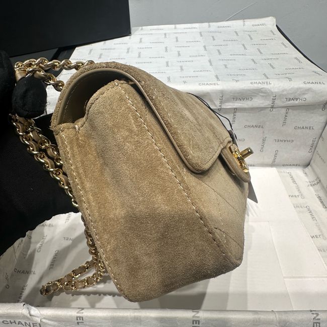 Chanel Suede Calfskin Shoulder Bag AS6627 Khaki