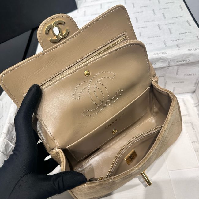Chanel Suede Calfskin Shoulder Bag AS6627 Khaki