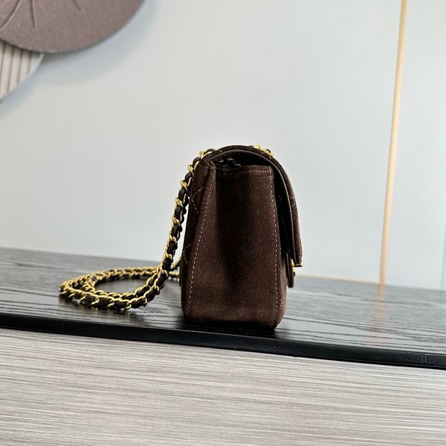 Chanel Suede Calfskin Shoulder Bag AS6627 brown