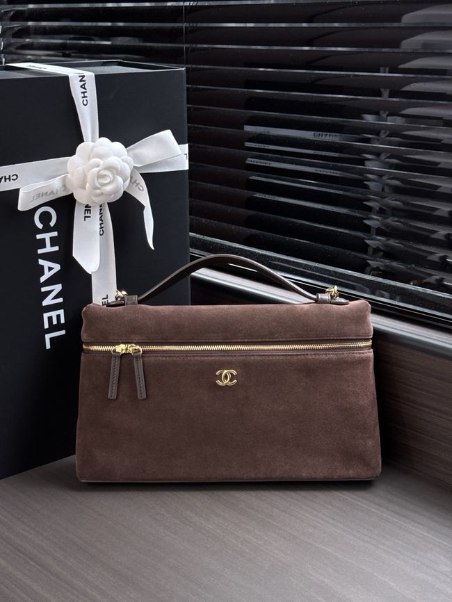 CHANEL Maxi Vanity with chain AS6473 dark brown