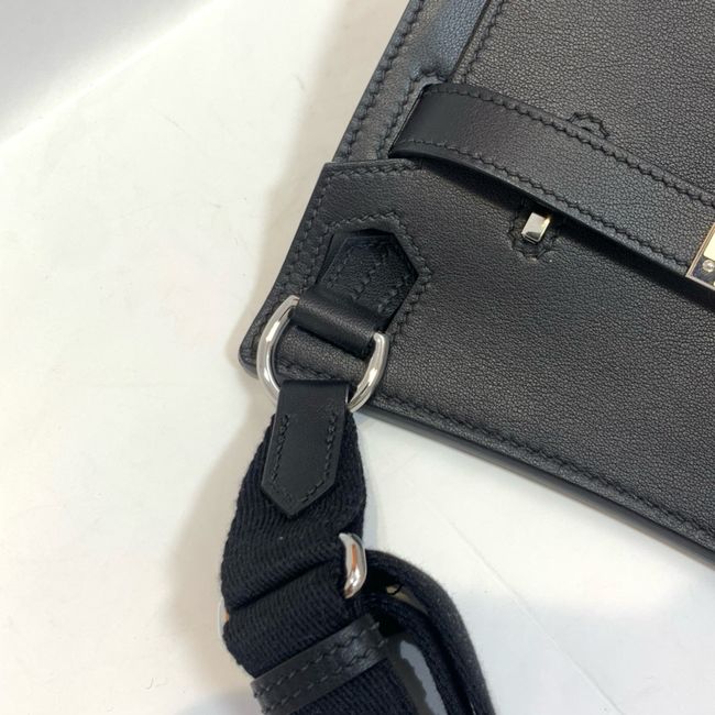 Hermes Jypsiere mini shoulder bag H088004 black &silver buckle