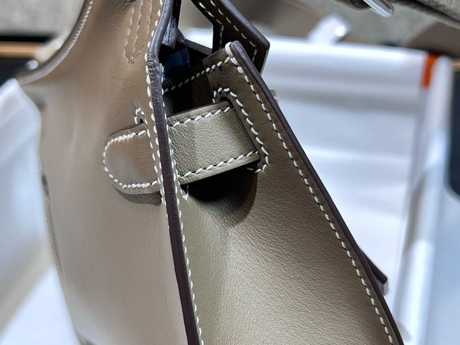 Hermes Jypsiere mini shoulder bag H088004 light gray &silver buckle