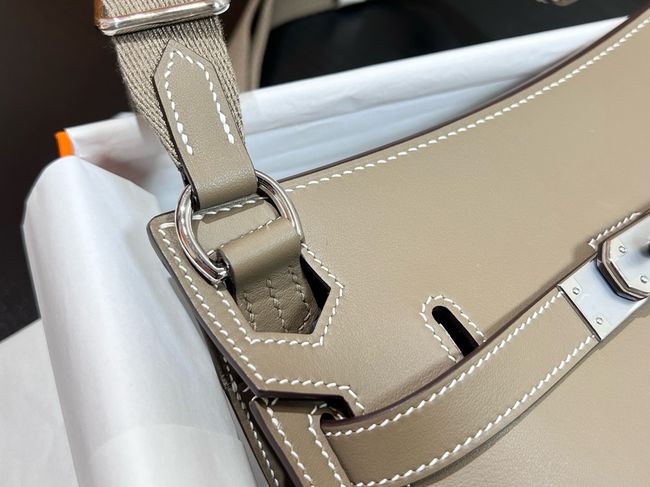 Hermes Jypsiere mini shoulder bag H088004 light gray &silver buckle