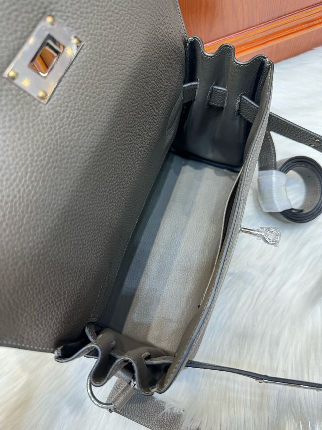 Hermes kelly messenger bag H08801 pewter gray