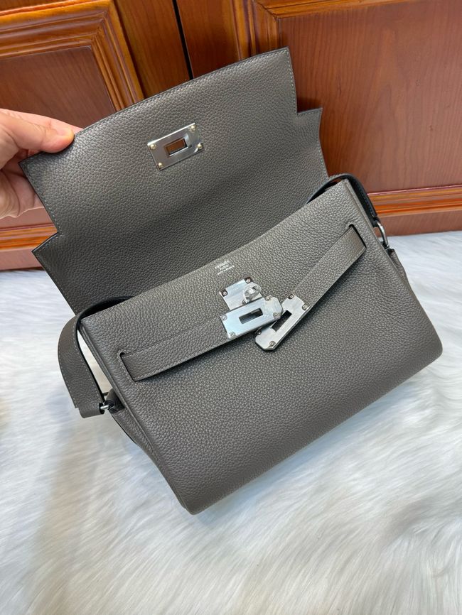 Hermes kelly messenger bag H08801 pewter gray
