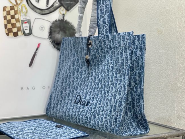 Dioriviera Large Spongy Book Tote Blue Spongy Dior Oblique Fabric M1462PD