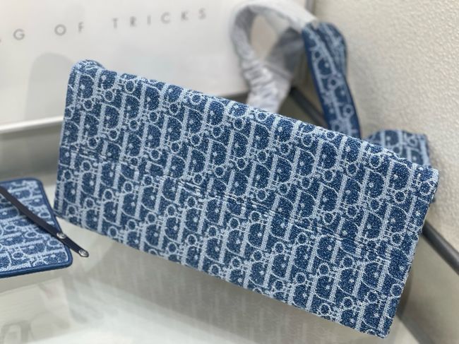 Dioriviera Medium Spongy Book Tote Blue Spongy Dior Oblique Fabric M1461PD