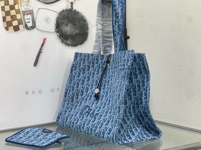 Dioriviera Medium Spongy Book Tote Blue Spongy Dior Oblique Fabric M1461PD