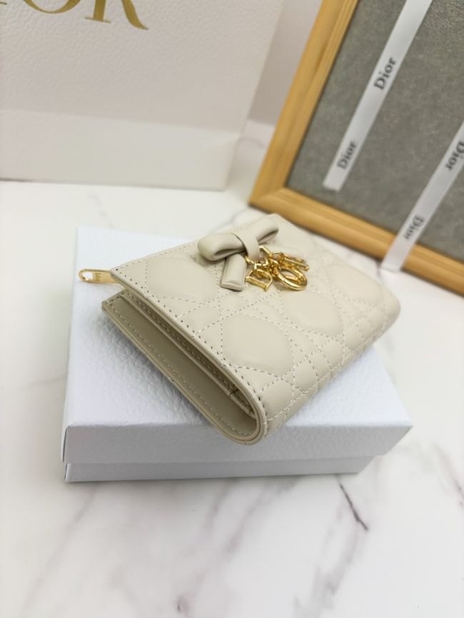 Lady Dior Dahlia Wallet Craie Cannage Lambskin S2065-1