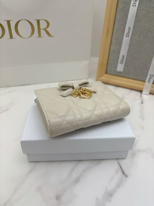 Lady Dior Dahlia Wallet Craie Cannage Lambskin S2065-1